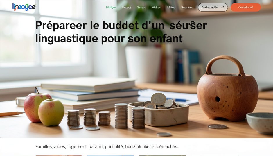 Un sac de voyage ouvert sur un lit, un carnet, un dictionnaire et une pièce d’identité posés à côté.